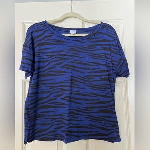 Payton Jensen blue zebra print top